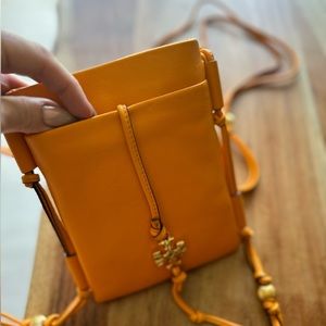 TORY BURCH NWT Bead-Embellished Logo Crossbody Bag Orange